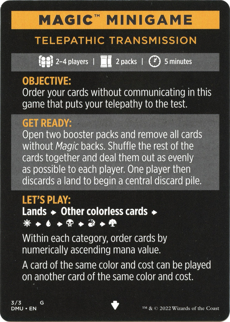 Magic Minigame: Telepathic Transmission (3) (Dominaria United)