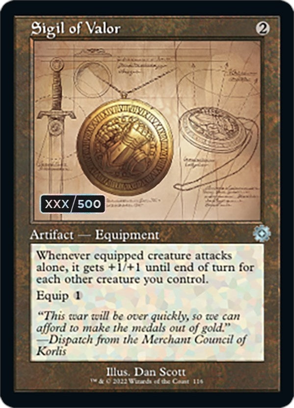Sigil of Valor (Schematic) (Serial Numbered) (116) (The Brothers' War: Retro Frame Artifacts)