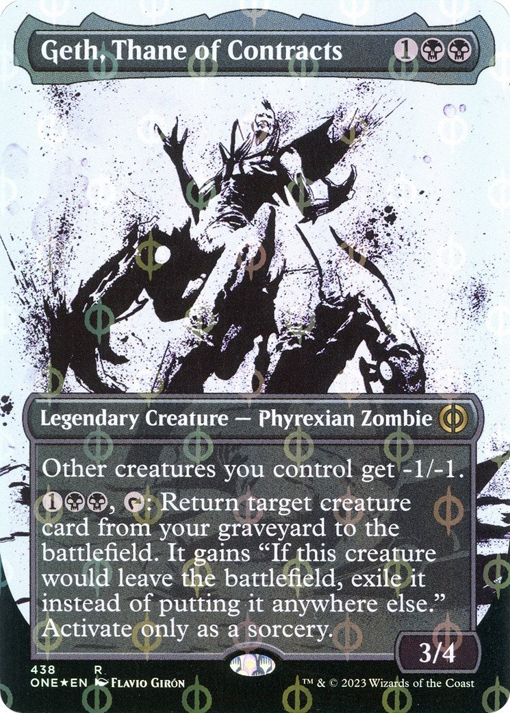 Geth, Thane of Contracts (Showcase) (Step-and-Compleat Foil) (438) (Phyrexia: All Will Be One)