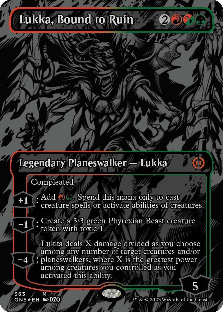Lukka, Bound to Ruin (Oil Slick Raised Foil) (363) (Phyrexia: All Will Be One)