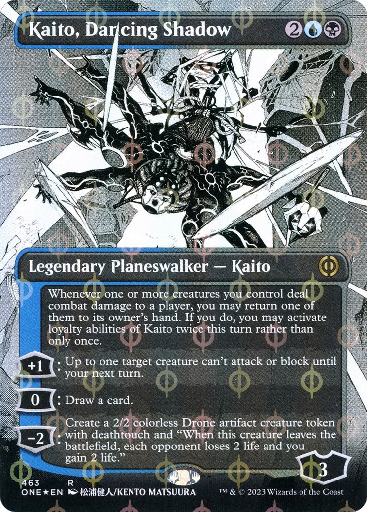 Kaito, Dancing Shadow (Borderless) (Step-and-Compleat Foil) (463) (Phyrexia: All Will Be One)