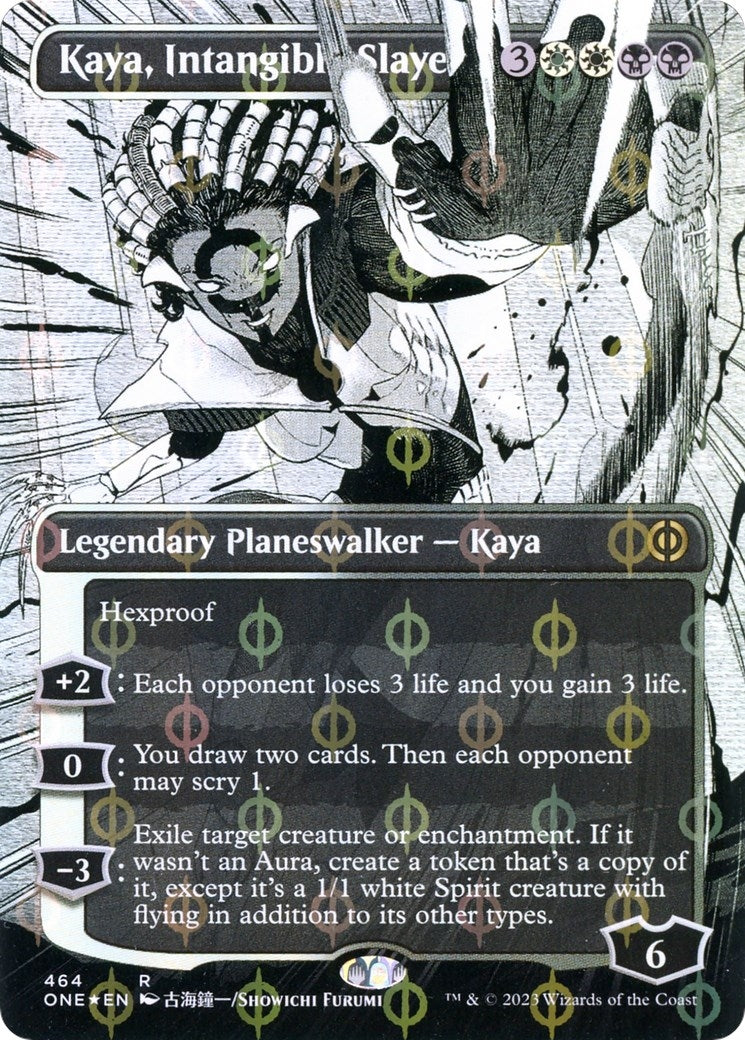 Kaya, Intangible Slayer (Borderless) (Step-and-Compleat Foil) (464) (Phyrexia: All Will Be One)