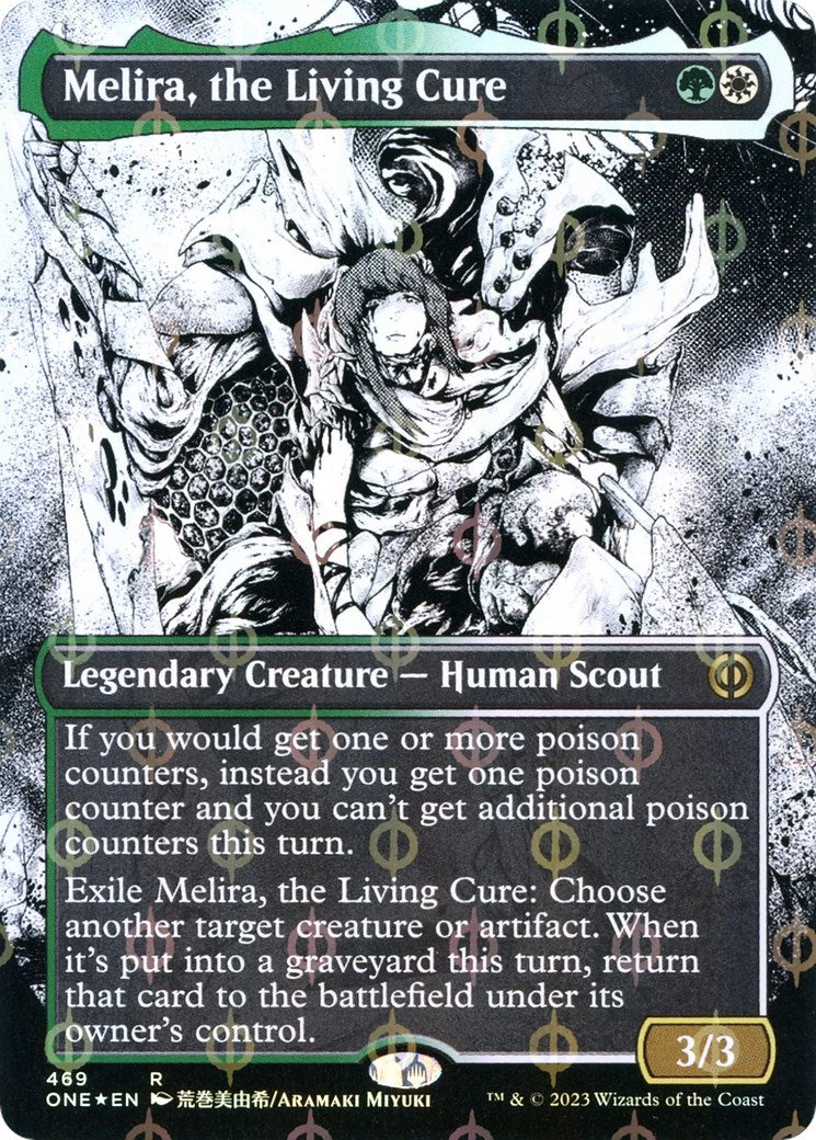 Melira, the Living Cure (Borderless) (Step-and-Compleat Foil) (469) (Phyrexia: All Will Be One)