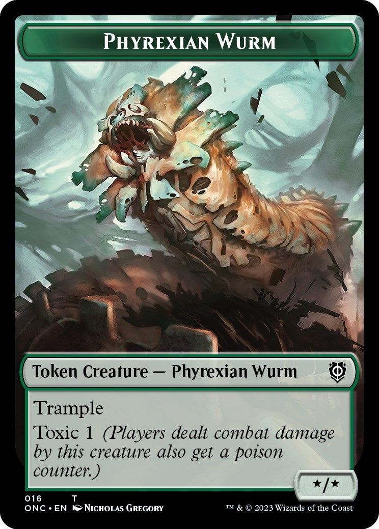 Phyrexian Wurm // Phyrexian Insect Double-Sided Token (16 // 15) (Commander: Phyrexia: All Will Be One)
