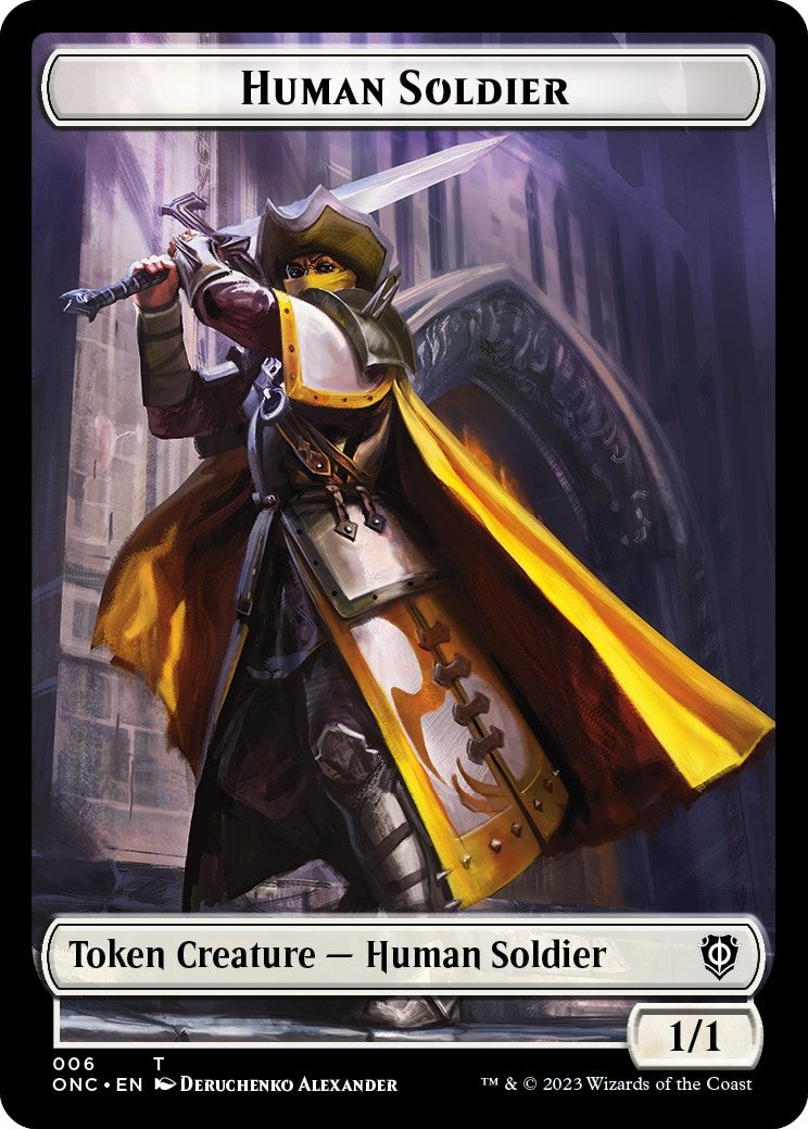 Human Soldier // Elephant Double-Sided Token (6 // 14) (Commander: Phyrexia: All Will Be One)