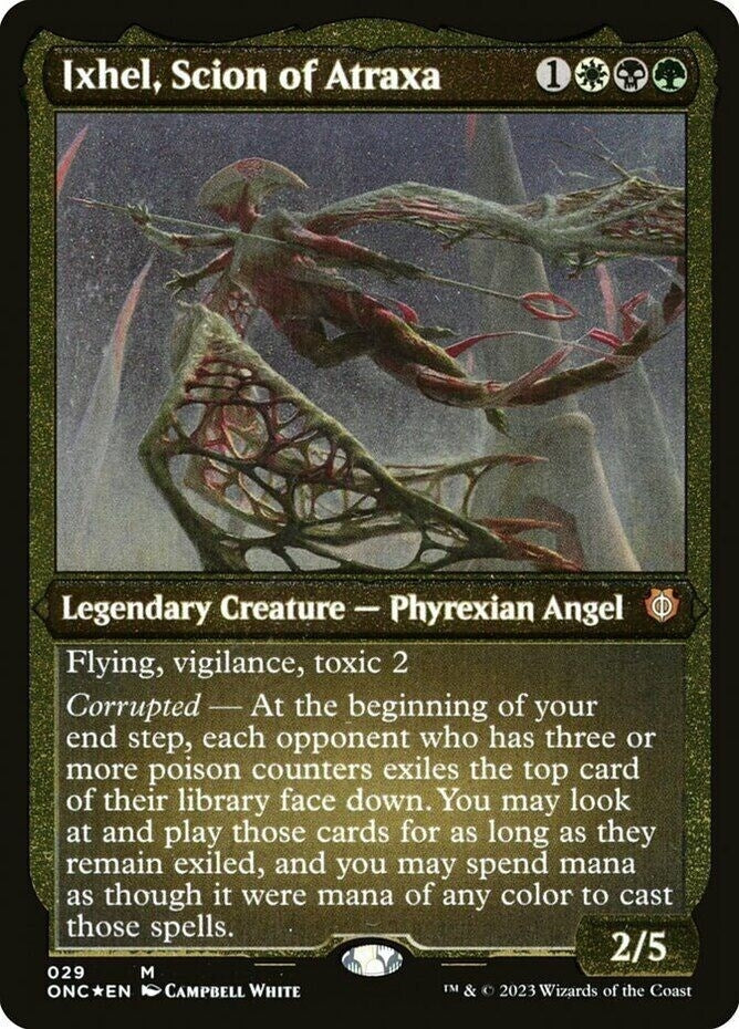 Ixhel, Scion of Atraxa (Display Commander) (Foil Etched) - Thick Stock (29) (Commander: Phyrexia: All Will Be One)