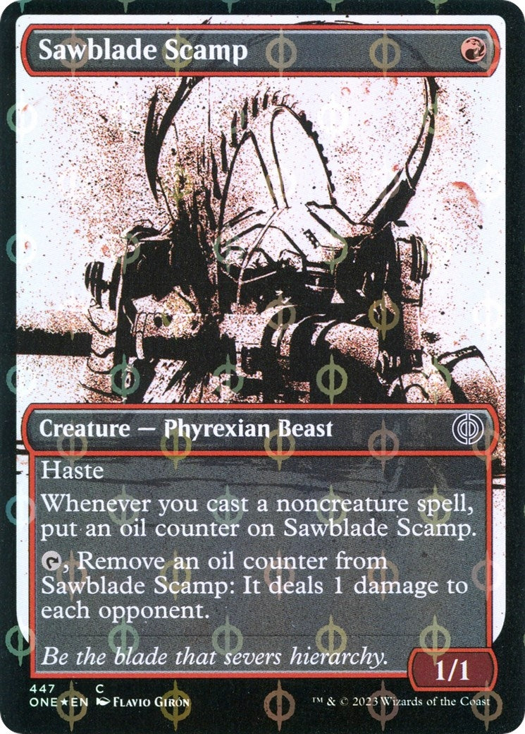 Sawblade Scamp (Showcase) (Step-and-Compleat Foil) (447) (Phyrexia: All Will Be One)