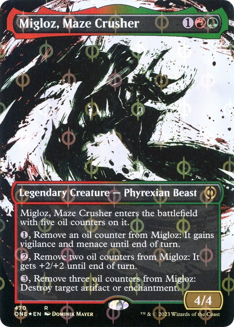 Migloz, Maze Crusher (Showcase) (Step-and-Compleat Foil) (470) (Phyrexia: All Will Be One)