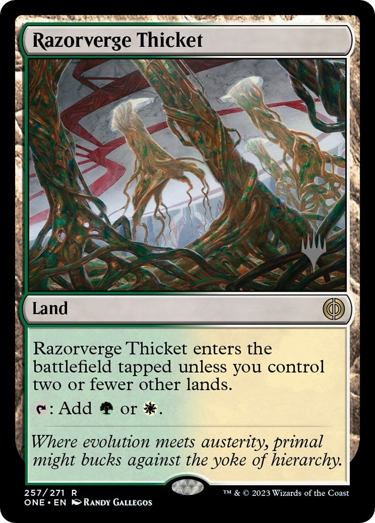 Razorverge Thicket (257) (Promo Pack: Phyrexia: All Will Be One)
