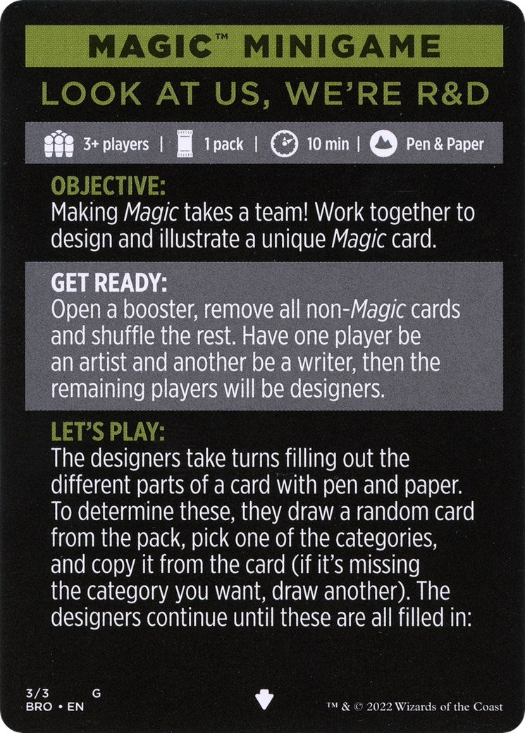 Magic Minigame: Look at Us, We're R&D (3) (The Brothers' War)