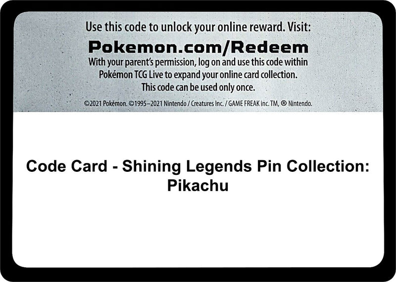 Image for Code Card - Shining Legends Pin Collection: Pikachu (Shining Legends) - Pokemon