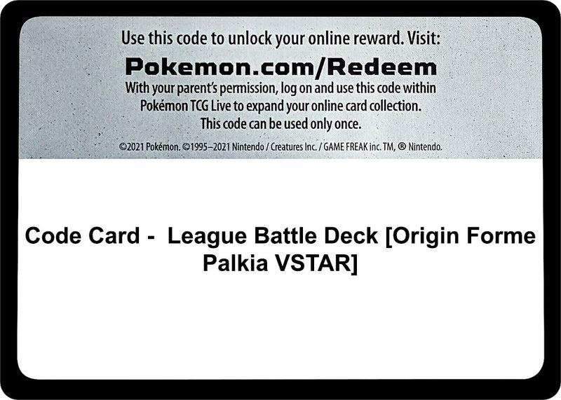Image for Code Card - League Battle Deck [Origin Forme Palkia VSTAR] (Miscellaneous Cards & Products) - Pokemon
