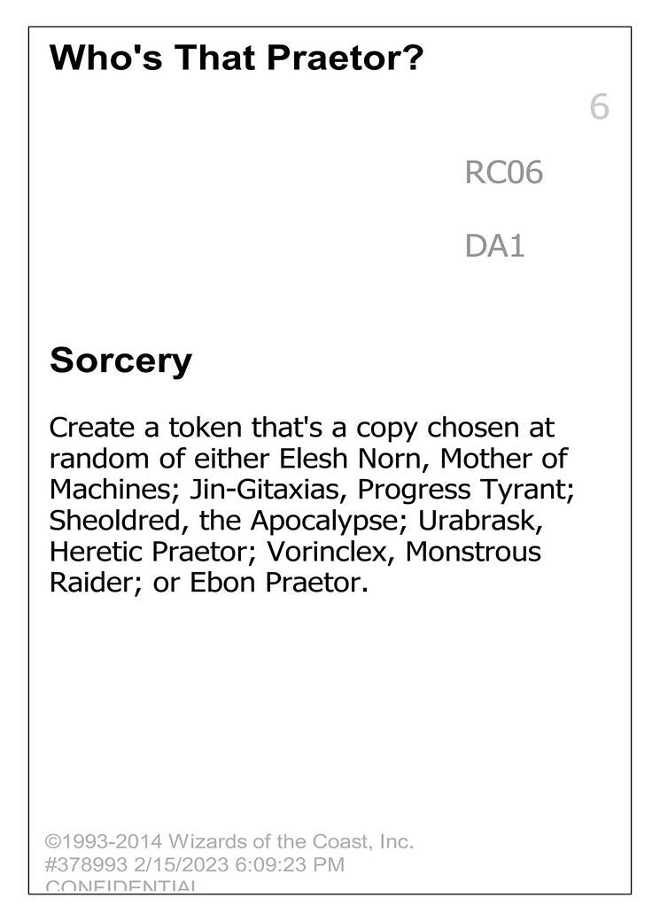 Who's that Praetor? (Un-Known Event Playtest Cards)