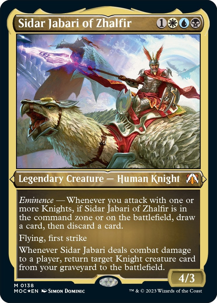 Sidar Jabari of Zhalfir (Display Commander) - Thick Stock (138) (Commander: March of the Machine)