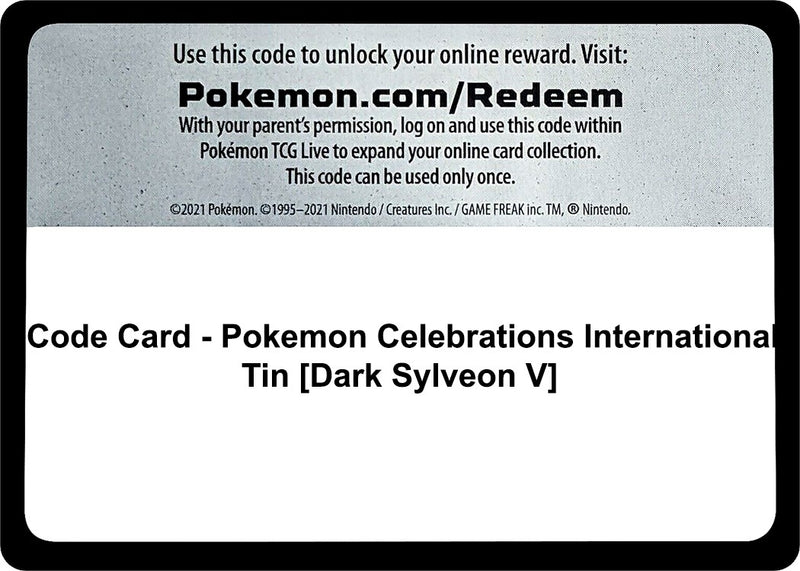 Image for Code Card - Pokemon Celebrations International Tin [Dark Sylveon V] (World Championship Decks) - Pokemon