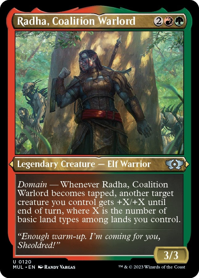 Radha, Coalition Warlord (Foil Etched) (120) (March of the Machine: Multiverse Legends)