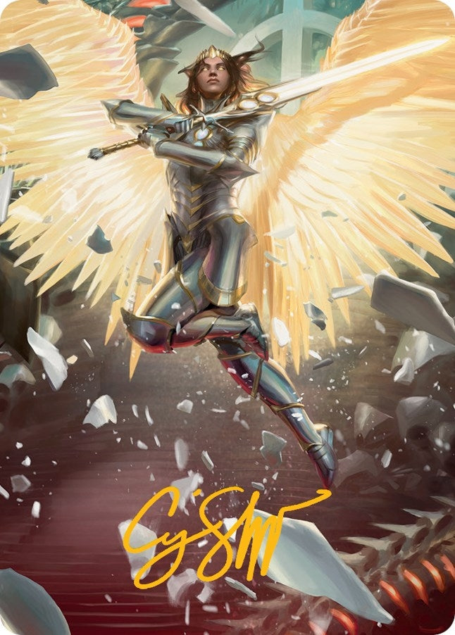 Archangel Elspeth Art Card (Gold-Stamped Signature) (1) (Art Series: March of the Machine)