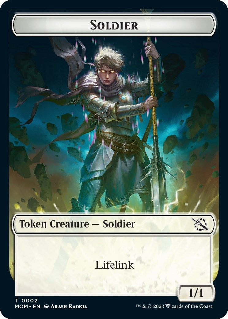 Soldier // Dinosaur Double-Sided Token (2 // 7) (March of the Machine)