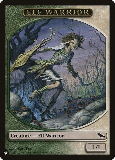 Elf Warrior // Emblem - Tibalt, Cosmic Impostor Double-sided Token (12 // 21) (The List Reprints)