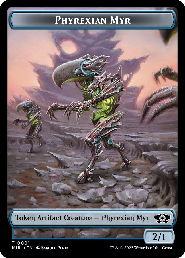 Phyrexian Myr // Dinosaur Double-Sided Token (1 // 7) (March of the Machine)