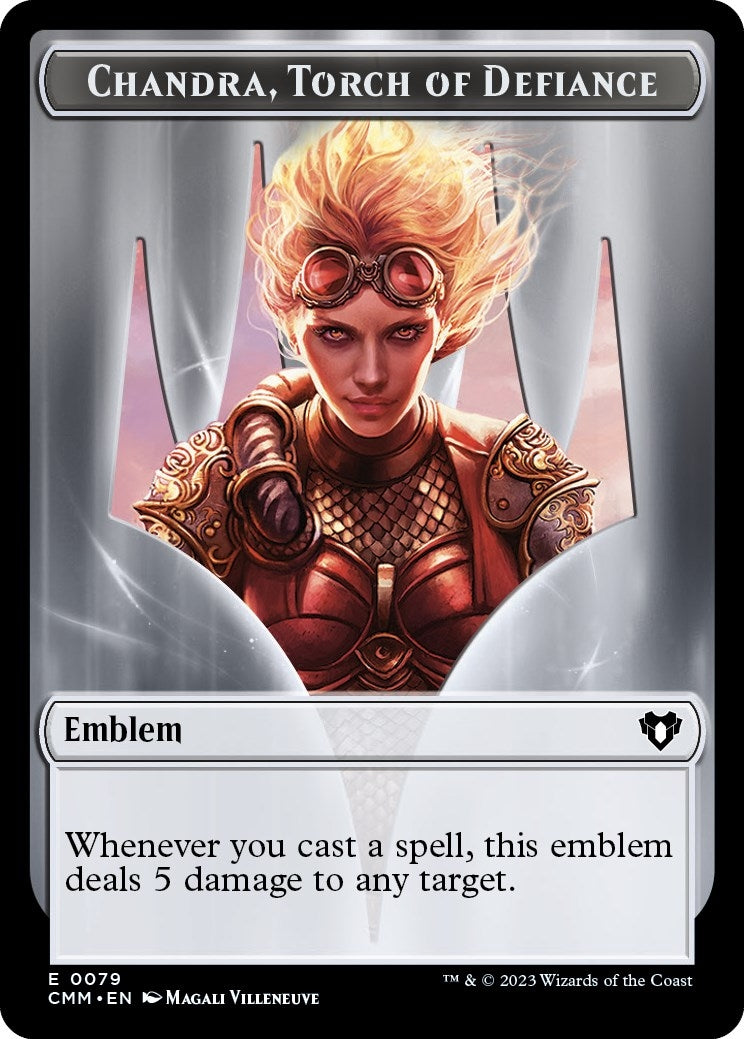 Emblem - Chandra, Torch of Defiance // Wizard Double-Sided Token (79 // 71) (Commander Masters)