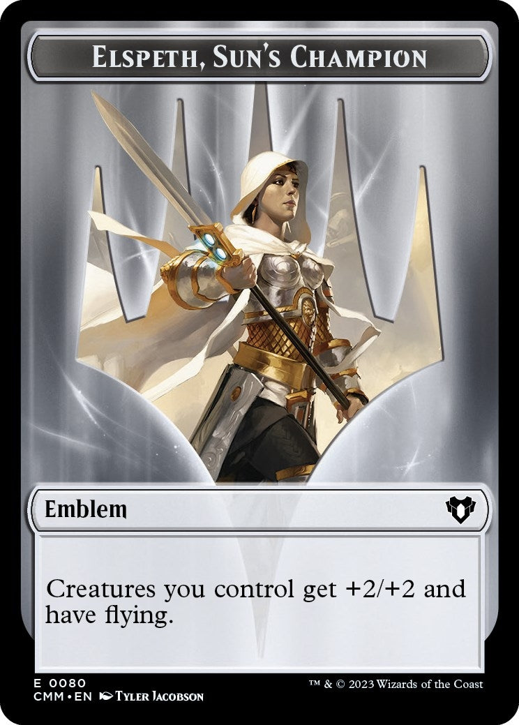 Emblem - Elspeth, Sun's Champion // Copy (0055) Double-Sided Token (80 // 55) (Commander Masters)