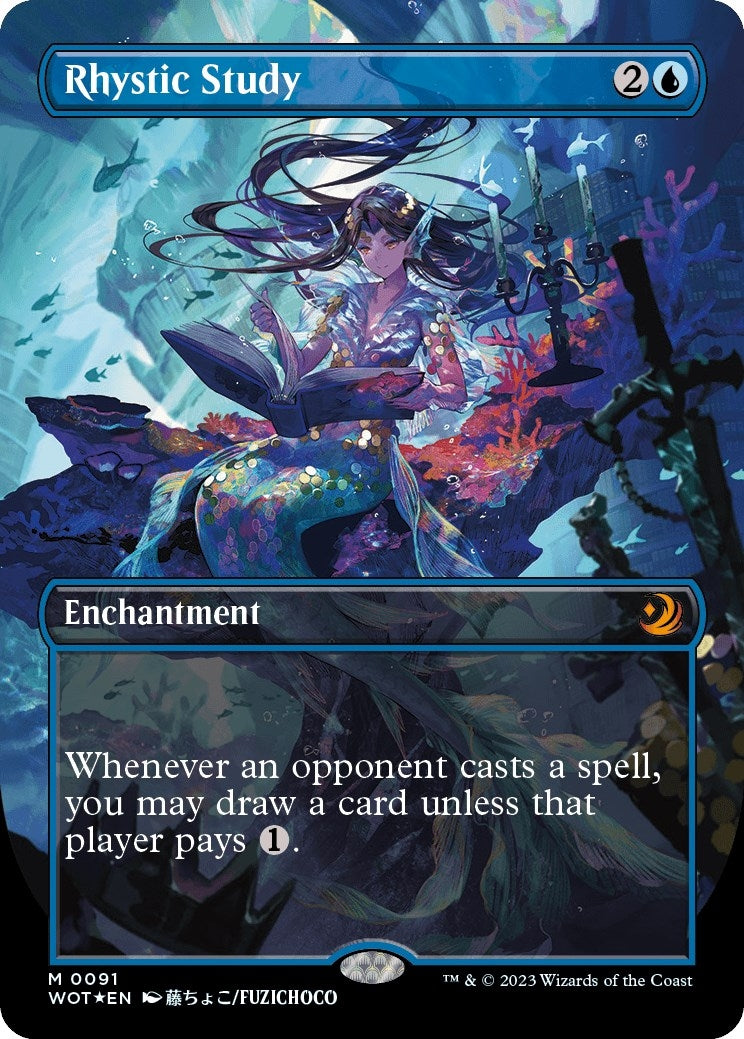 Rhystic Study (Anime Borderless) (Confetti Foil) (91) (Wilds of Eldraine: Enchanting Tales)
