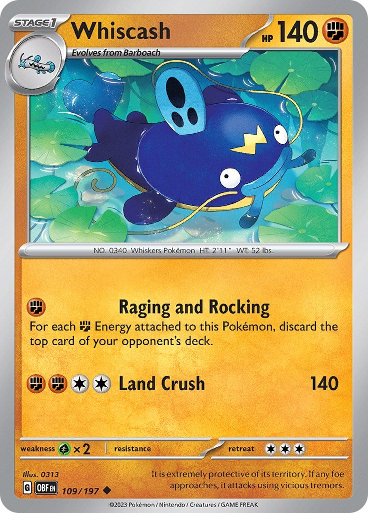 Image for Whiscash (109/197) (SV03: Obsidian Flames) - Pokemon