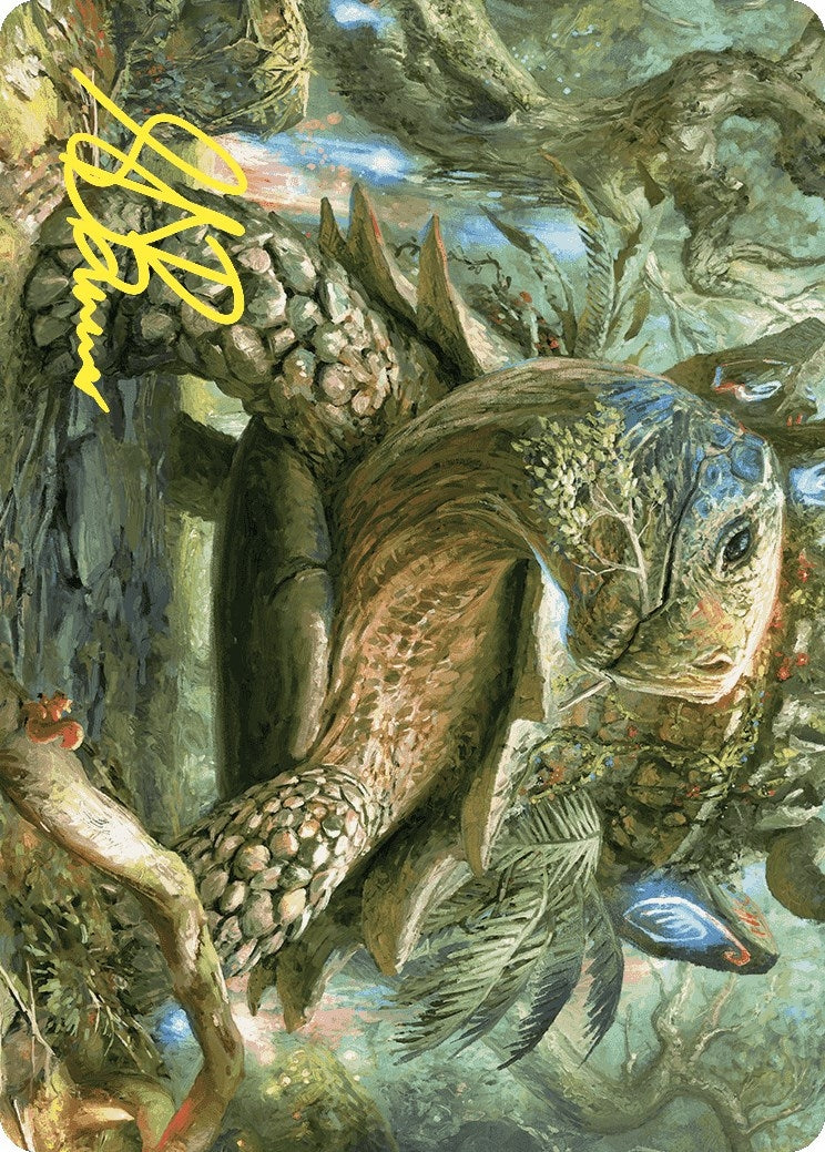 Blossoming Tortoise Art Card (Gold-Stamped Signature) (24) (Art Series: Wilds of Eldraine)