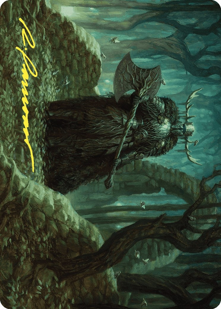 Mosswood Dreadknight Art Card (Gold-Stamped Signature) (40) (Art Series: Wilds of Eldraine)