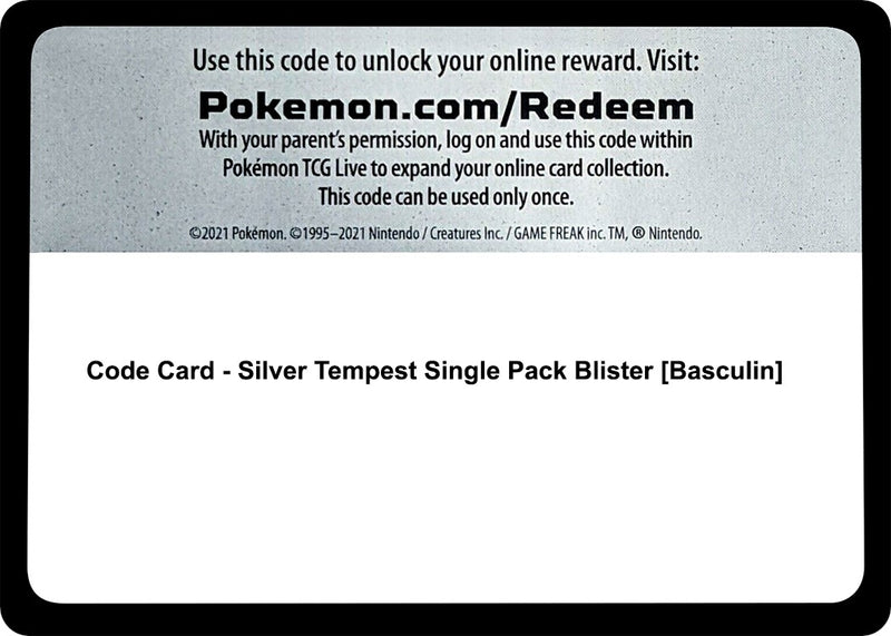 Image for Code Card - Silver Tempest Single Pack Blister [Basculin] (SWSH12: Silver Tempest) - Pokemon