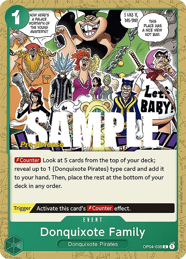 Image for Donquixote Family (OP04-036) (Kingdoms of Intrigue Pre-Release Cards) - One Piece Card Game