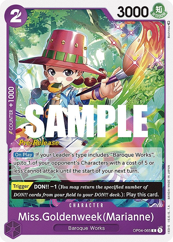 Image for Miss.Goldenweek(Marianne) (OP04-065) (Kingdoms of Intrigue Pre-Release Cards) - One Piece Card Game