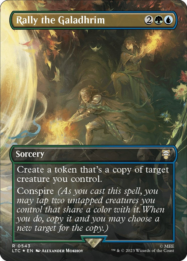 Rally the Galadhrim (Borderless) (Surge Foil) (543) (Commander: The Lord of the Rings: Tales of Middle-earth)