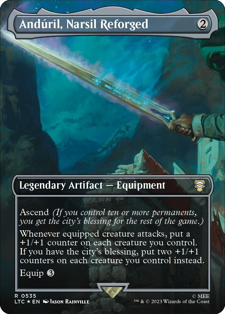 Anduril, Narsil Reforged (Borderless) (Surge Foil) (535) (Commander: The Lord of the Rings: Tales of Middle-earth)