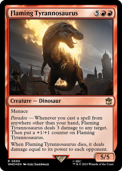 Flaming Tyrannosaurus (Surge Foil) (690) (Universes Beyond: Doctor Who)