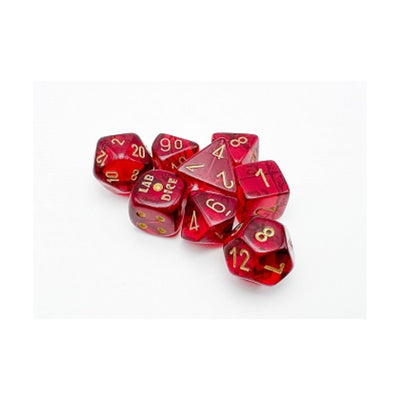 Chessex Translucent Crimson/Gold 7-Die Set with Bonus Die