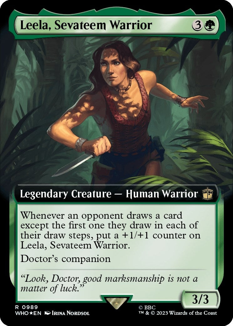 Leela, Sevateem Warrior (Extended Art) (Surge Foil) (989) (Universes Beyond: Doctor Who)