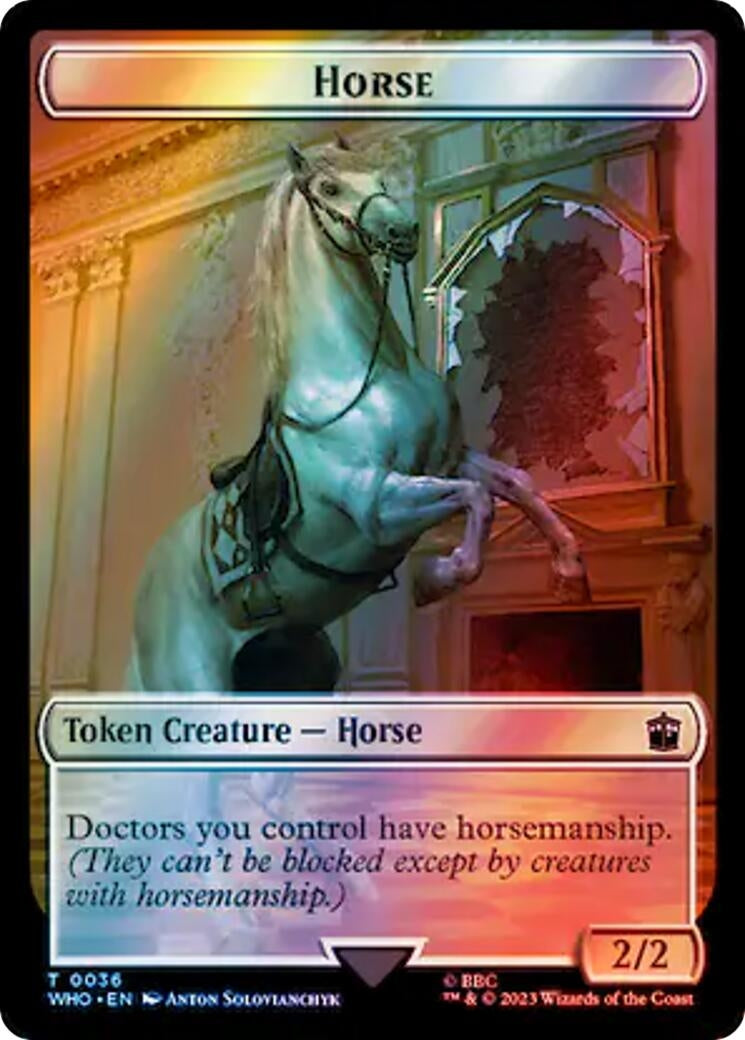 Horse // Alien Salamander Double-Sided Token (Surge Foil) (36 // 48) (Universes Beyond: Doctor Who)