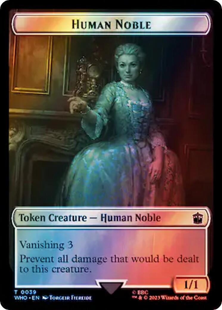 Human Noble // Treasure (0062) Double-Sided Token (Surge Foil) (39 // 62) (Universes Beyond: Doctor Who)