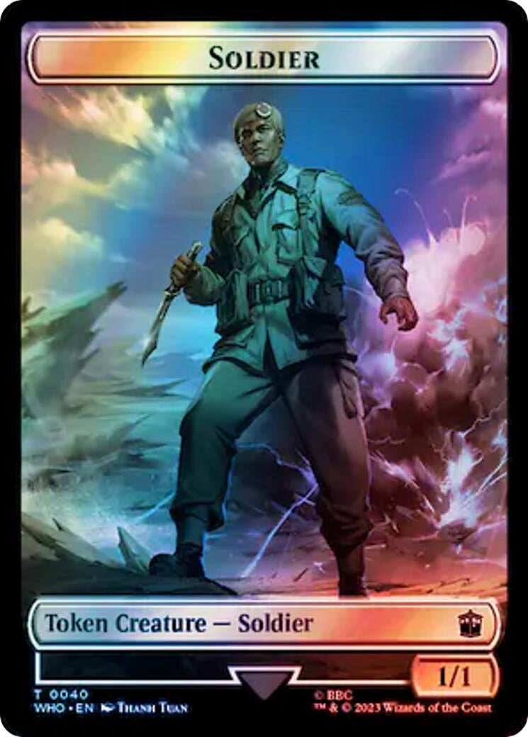Soldier // Cyberman Double-Sided Token (Surge Foil) (40 // 56) (Universes Beyond: Doctor Who)