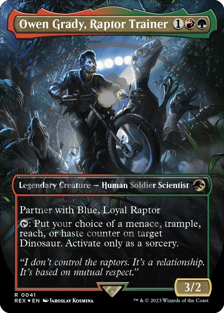 Owen Grady, Raptor Trainer (Borderless) (Emblem) (41) (Universes Beyond: Jurassic World Collection)