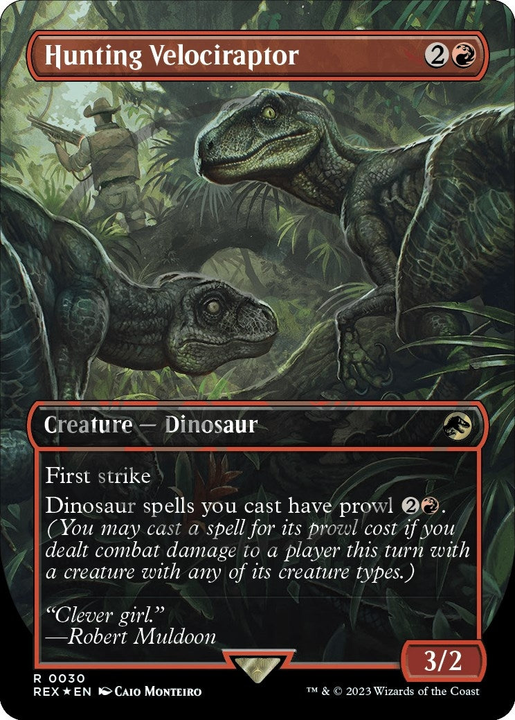 Hunting Velociraptor (Borderless) (Emblem) (30) (Universes Beyond: Jurassic World Collection)