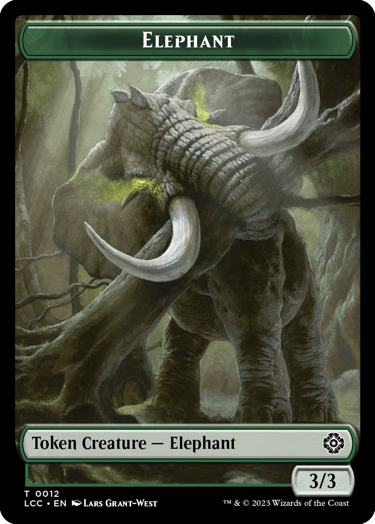 Elephant // Dinosaur Double-Sided Token (12 // 10) (Commander: The Lost Caverns of Ixalan)