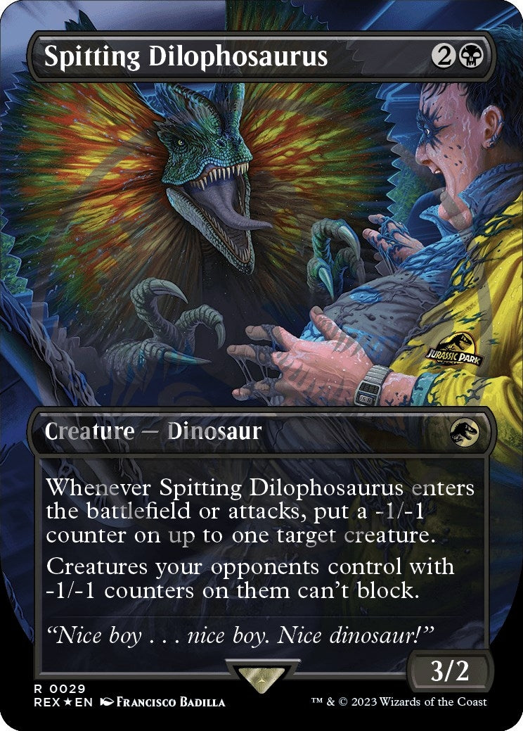 Spitting Dilophosaurus (Borderless) (Emblem) (29) (Universes Beyond: Jurassic World Collection)