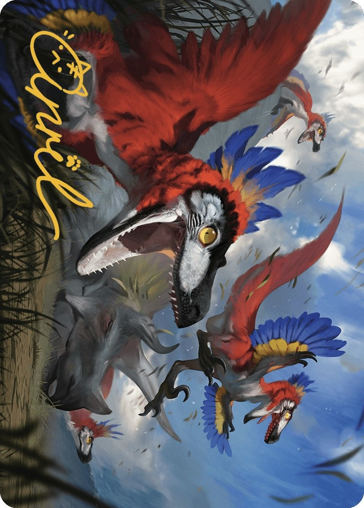 Wrathful Raptors Art Card (Gold-Stamped Signature) (77) (Art Series: The Lost Caverns of Ixalan)