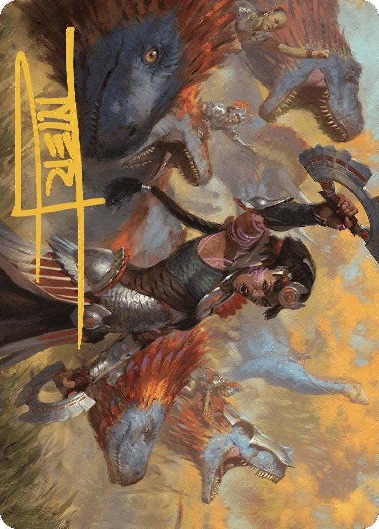 Huatli, Poet of Unity Art Card (Gold-Stamped Signature) (27) (Art Series: The Lost Caverns of Ixalan)