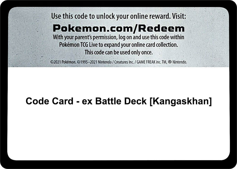 Image for Code Card - ex Battle Deck [Kangaskhan] (Miscellaneous Cards & Products) - Pokemon