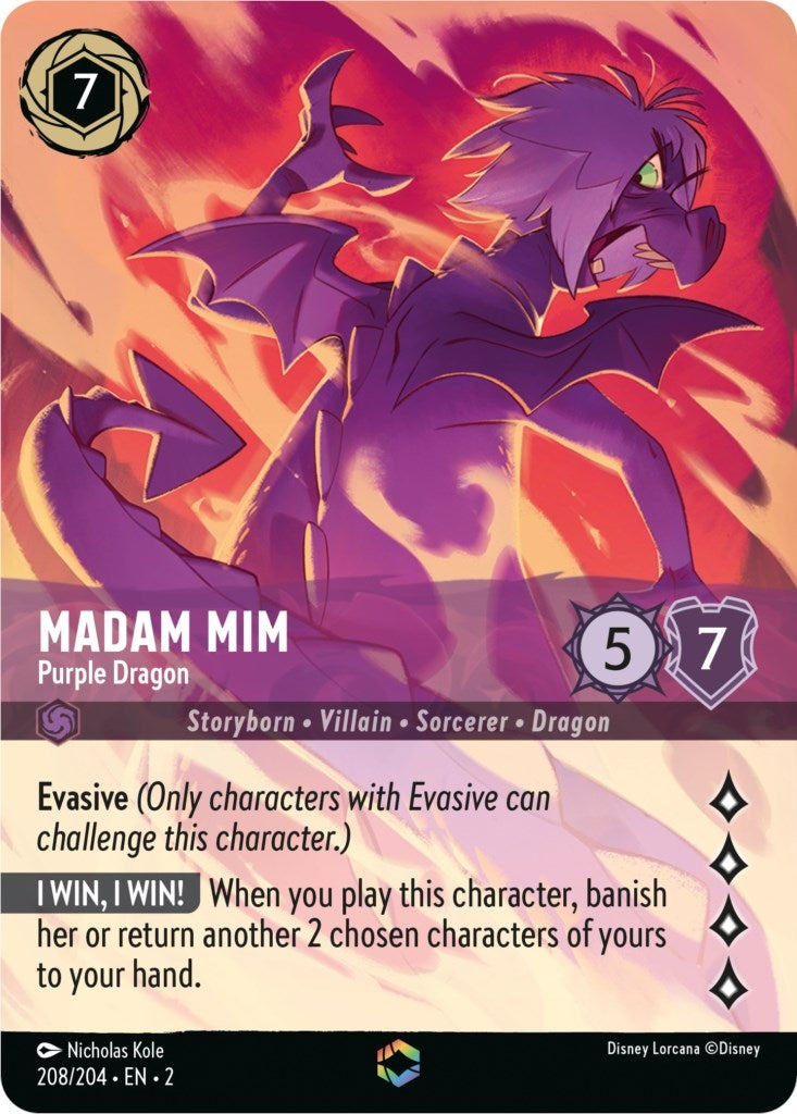 Madam Mim - Purple Dragon (Enchanted) (208/204) (Rise of the Floodborn)