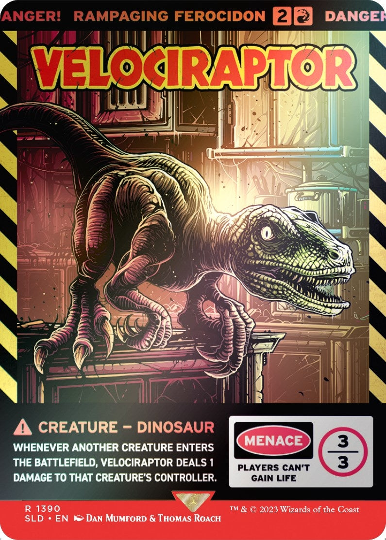 Velociraptor - Rampaging Ferocidon (Rainbow Foil) (1390) (Secret Lair Drop Series)
